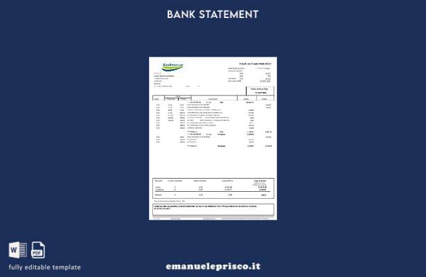 modello di estratto conto bancario Banreservas della Repubblica Dominicana in st